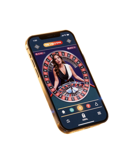 Smartphone mit Total Casino Live Roulette und goldenem magischem Leuchten f&uuml;r mobiles Live Casino